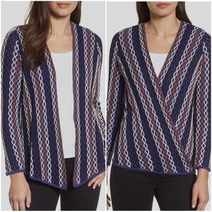 NIC+ZOE Blue Knit Linen Cardigan Sweater Size Small